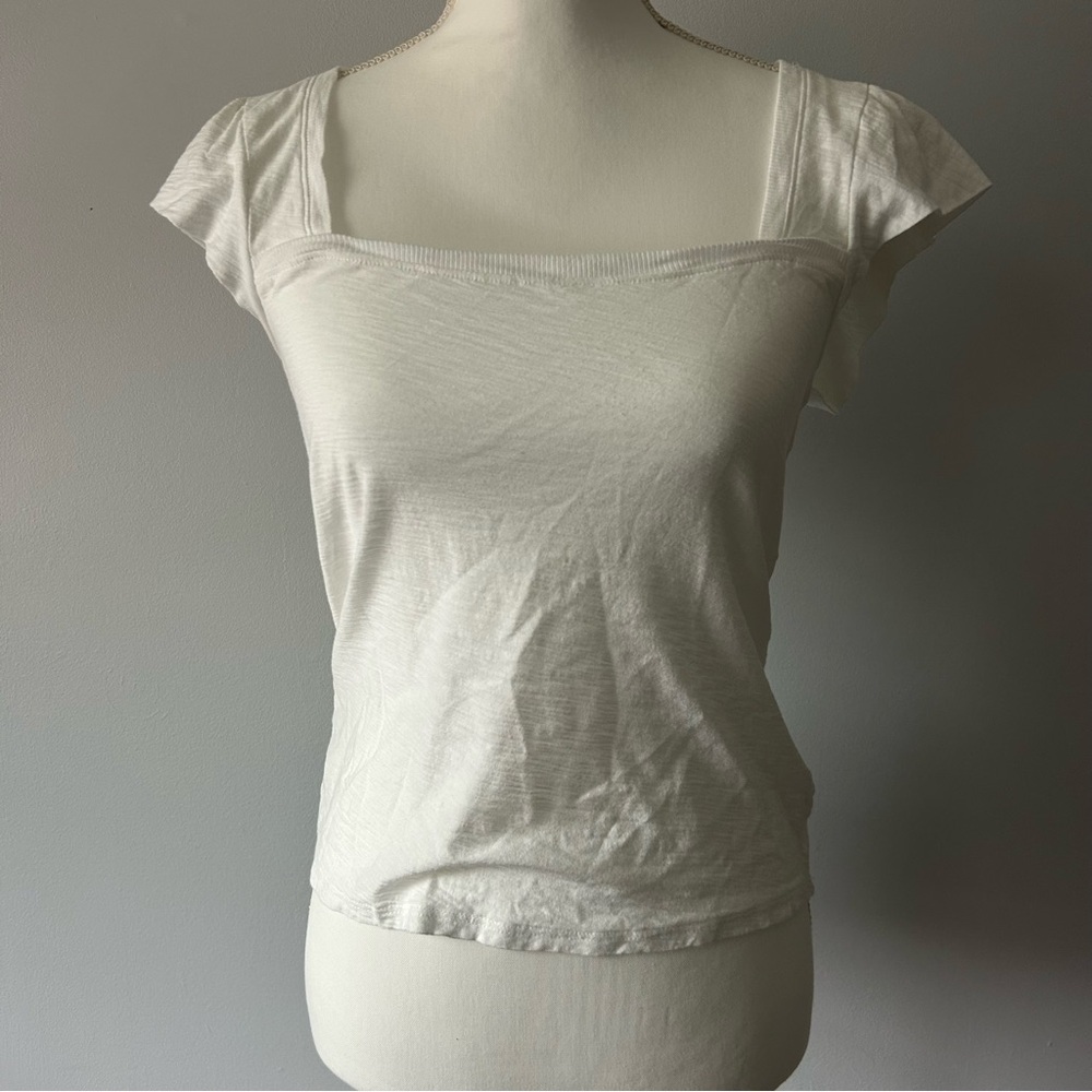 Nation LTD White T-Shirt Blouse Top Spring Closet Staple Pima Cotton Size Small - Picture 2 of 5
